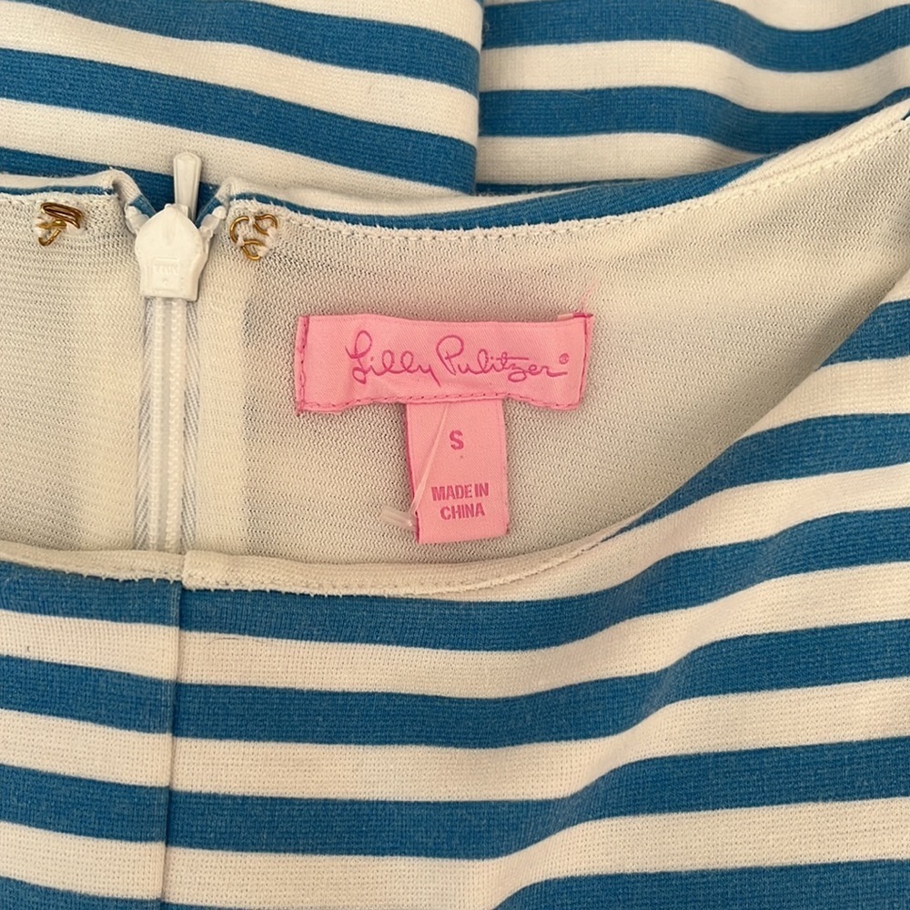 Lilly Pulitzer Briella Blue White Stripe Ponte Dress Sm - Picture 11 of 12